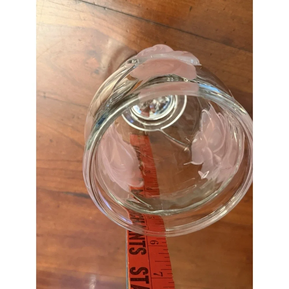Teleflora Glass Heavy‎ Vase Raised Puff Frosted Pink Roses Lead Crystal France